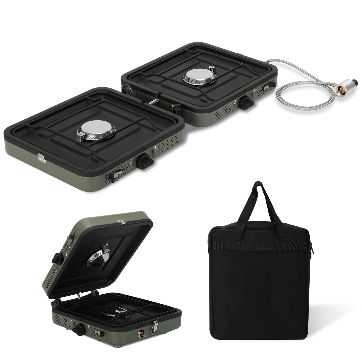 2 Burner Folding Camping Stove with Griddle