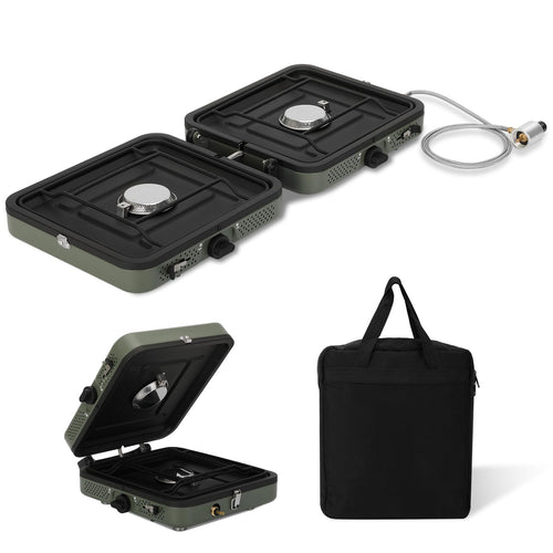 2 Burner Folding Camping Stove with Griddle