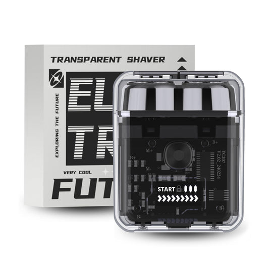 Futuristic transparent mini electric razor